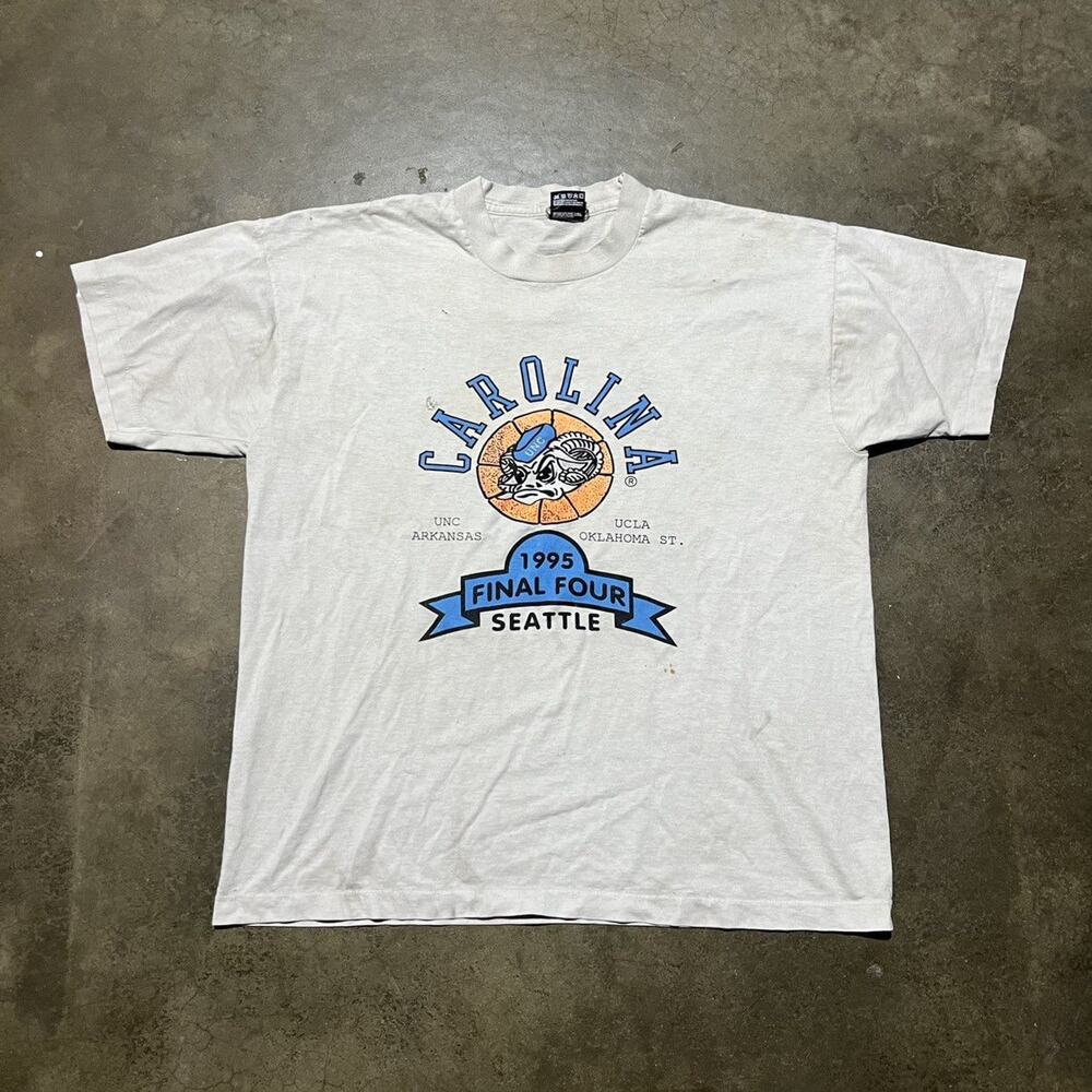Vintage 1995 UNC Final Four Basketball White T-Shirt